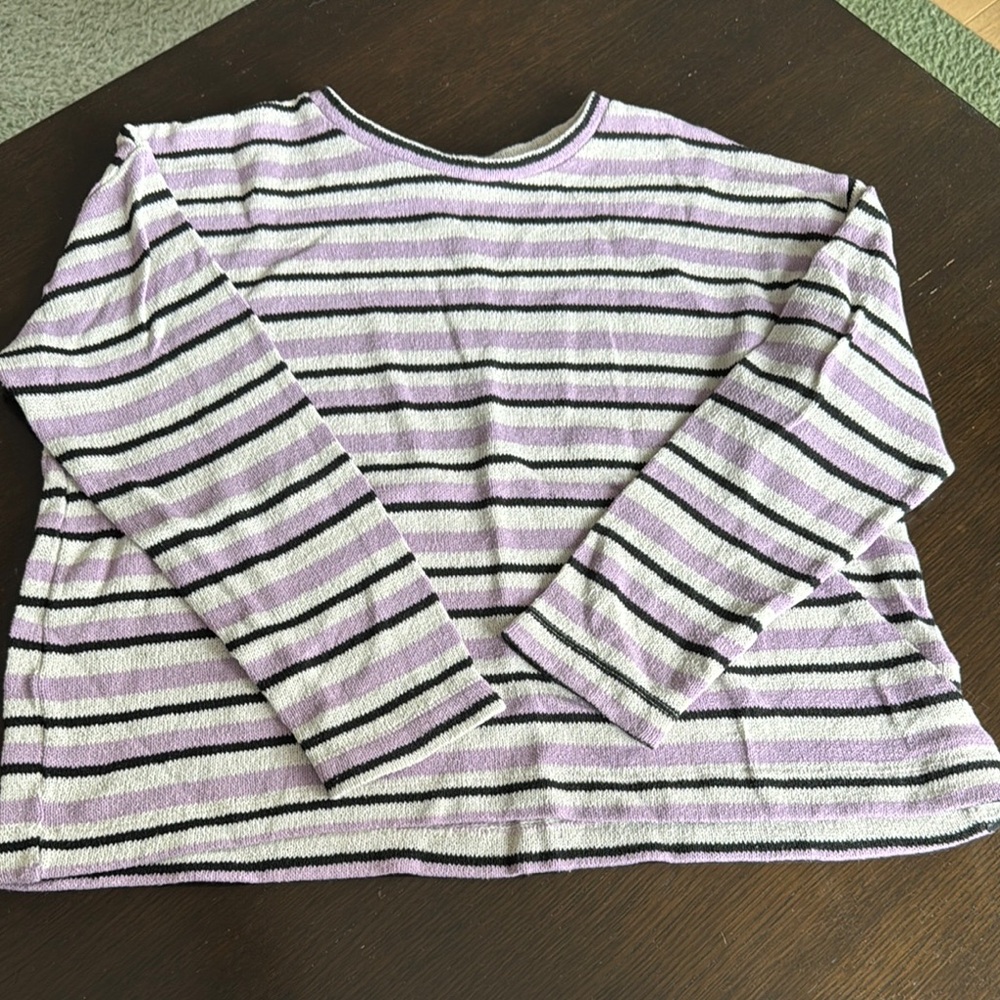 Zara Lavender and Black Striped Sweater